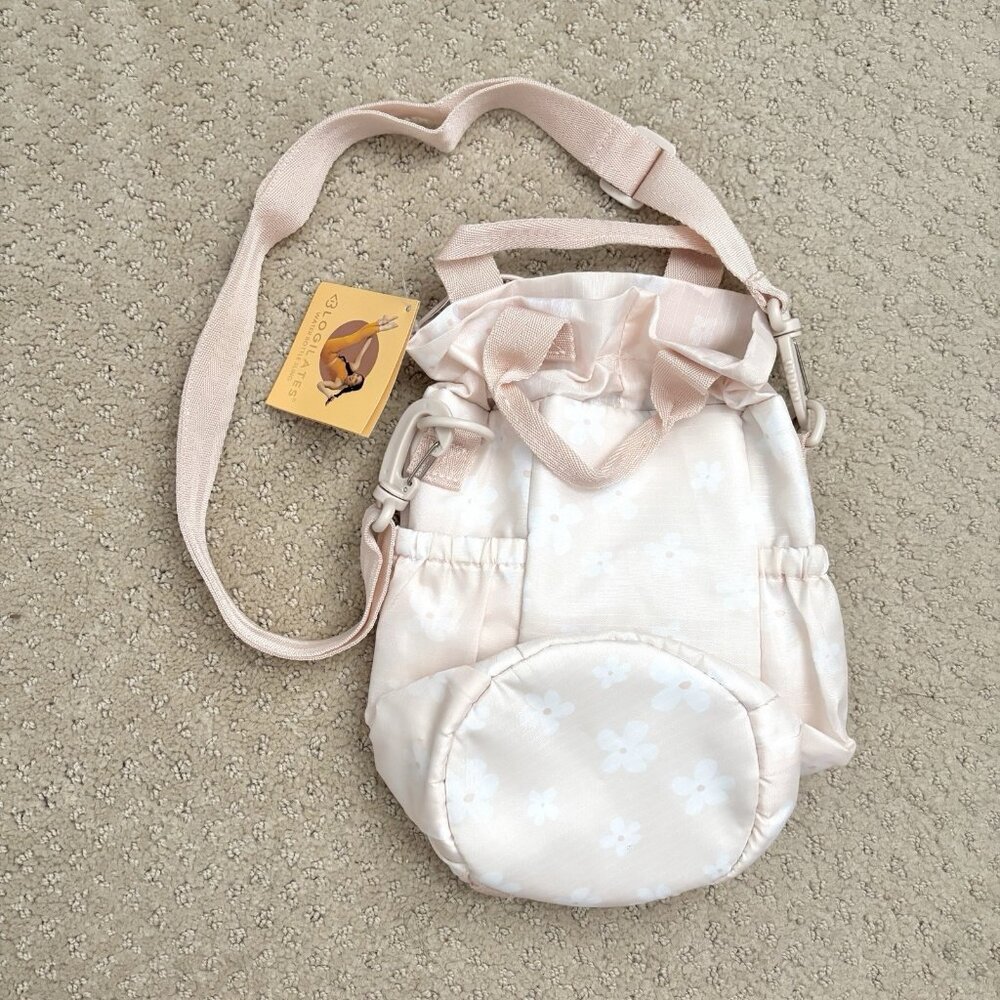 NEW Blogilates Water Bottle Crossbody Sling Bag Pink Peach White Floral Pattern